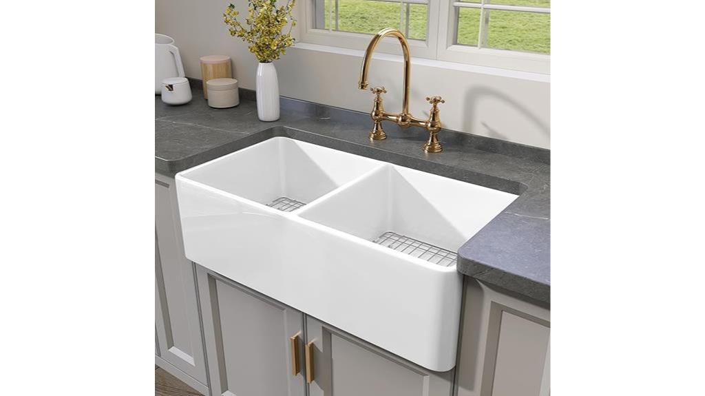 33 inch white fireclay sink