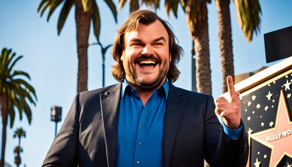 Jack Black receiving a star on the Hollywood Walk of Fame