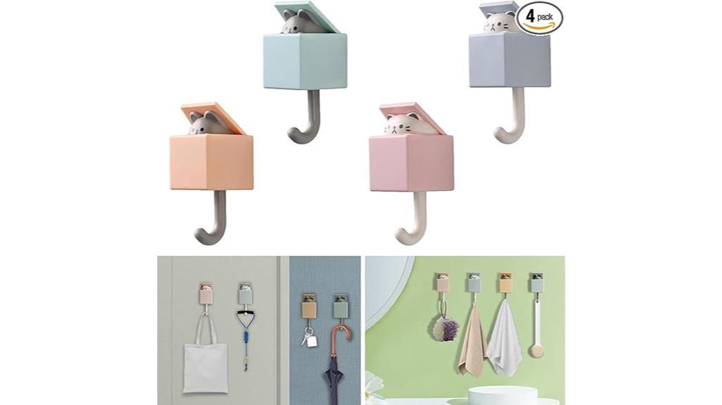 adorable cat themed adhesive hooks