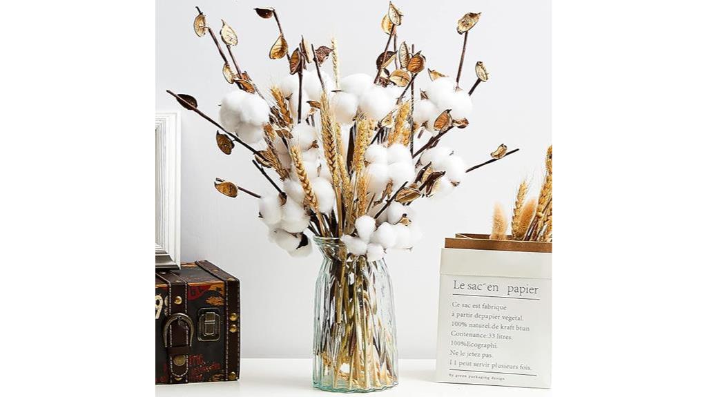 artificial cotton stems set