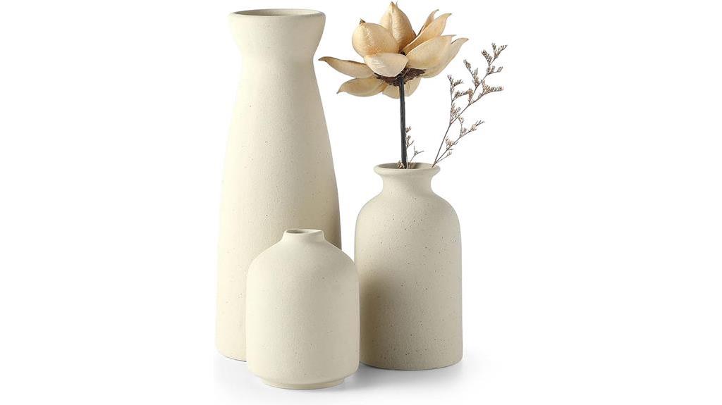 beige ceramic vase set