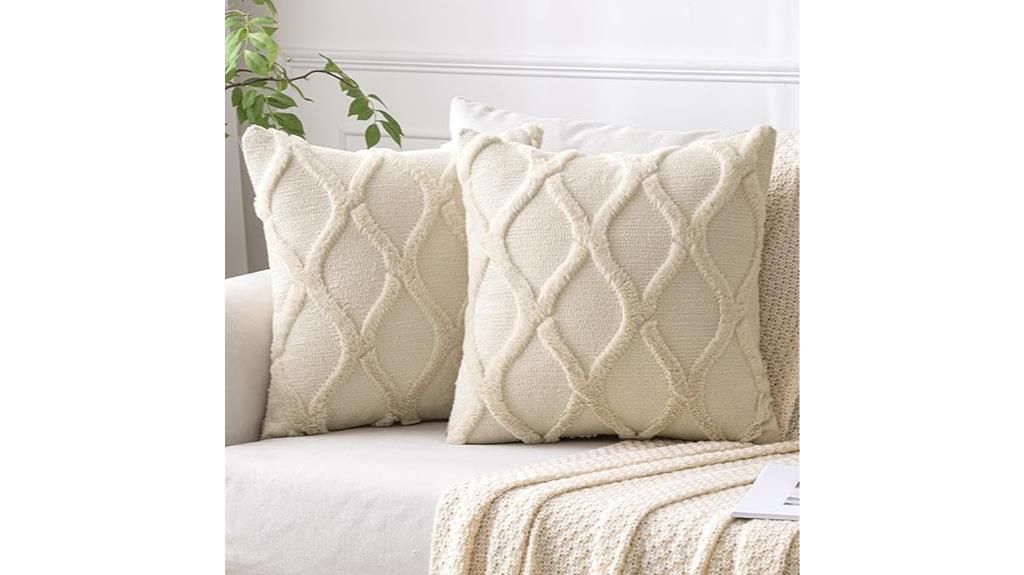 beige decorative throw pillows