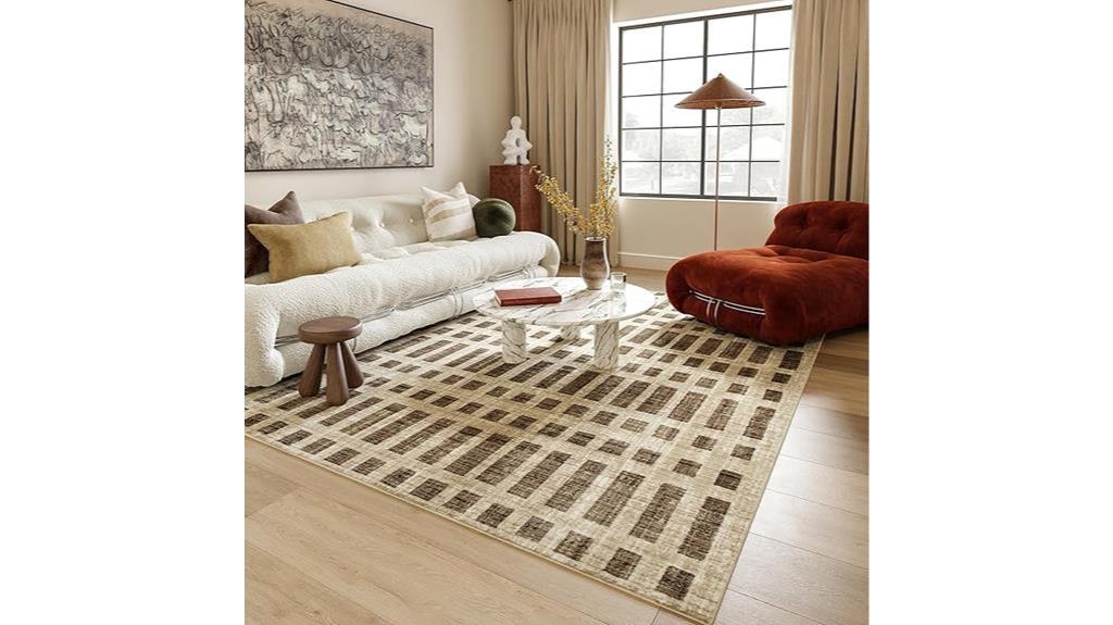 beige striped area rug