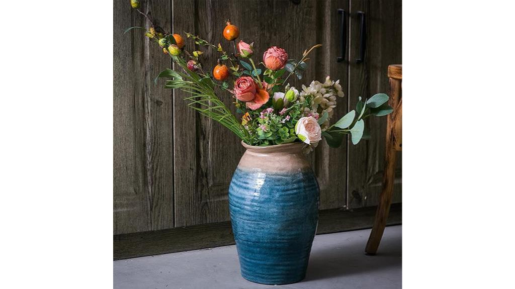 blue ceramic home vase