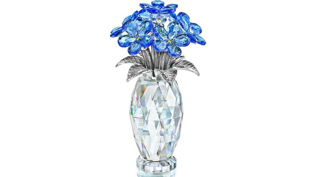 blue crystal flower figurine