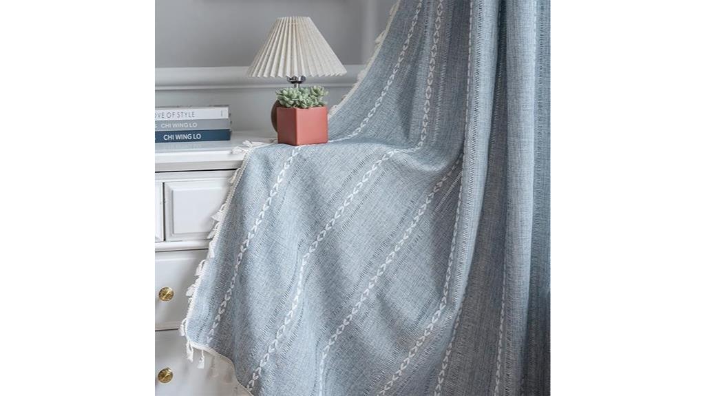 blue linen curtains set