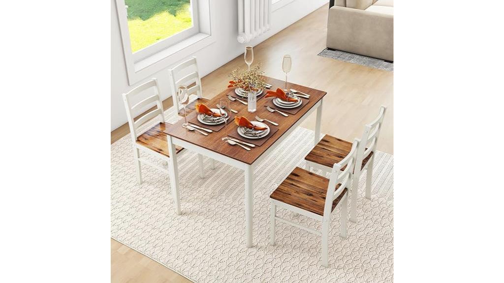 brown and light grey dining set