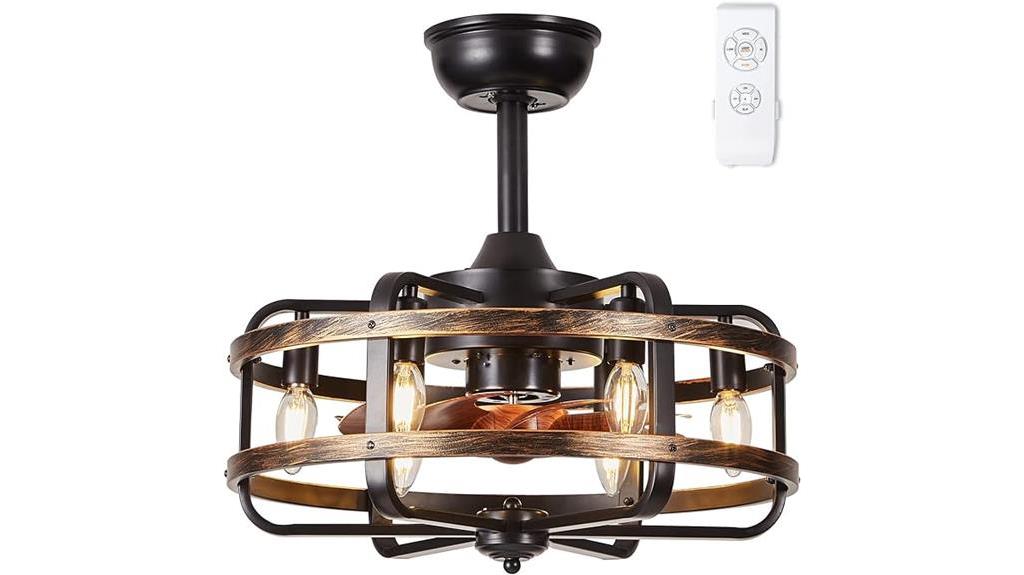 caged flush mount ceiling fan