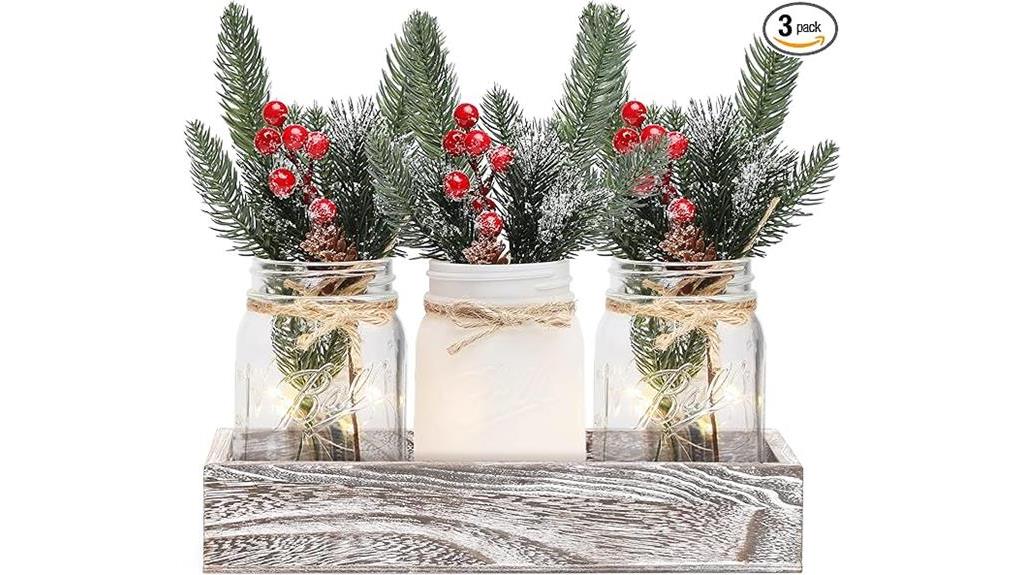 christmas centerpiece with jars