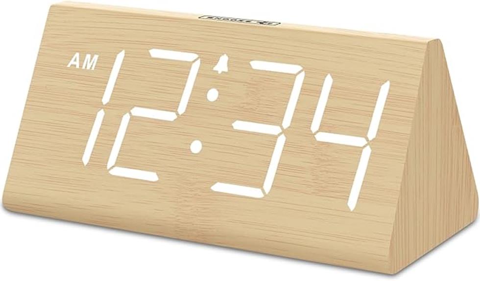 digital wooden alarm clock