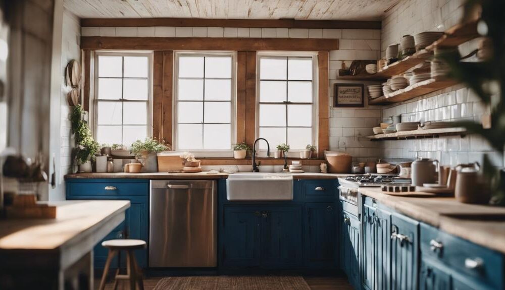 elevate with blue cabinets