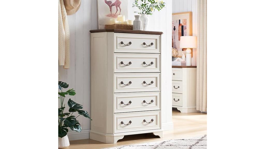 farmhouse 5 drawer dresser