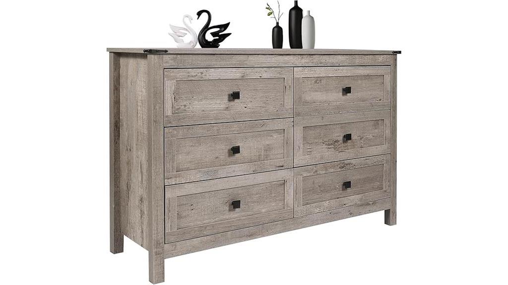 farmhouse style dresser six drawers