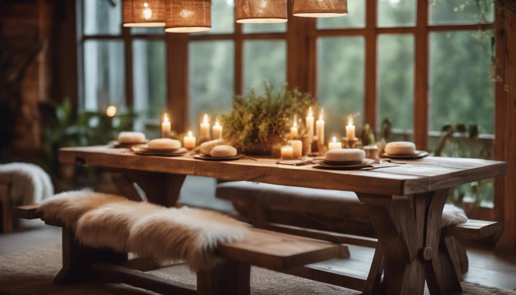 farmhouse tables with benches