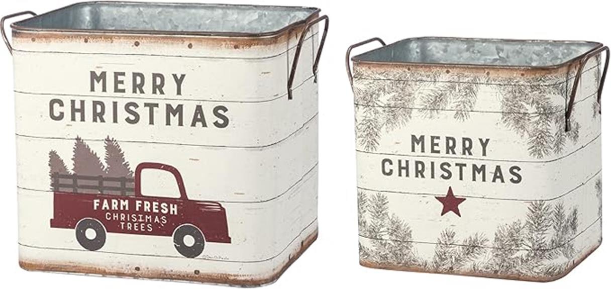 farmhouse tin buckets christmas