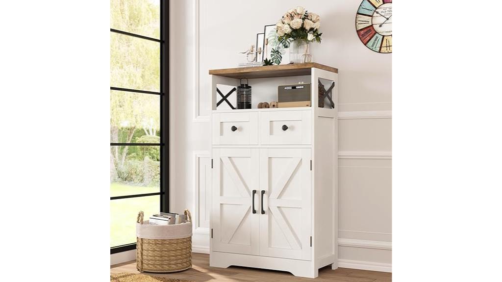 farmhouse white storage cabinet