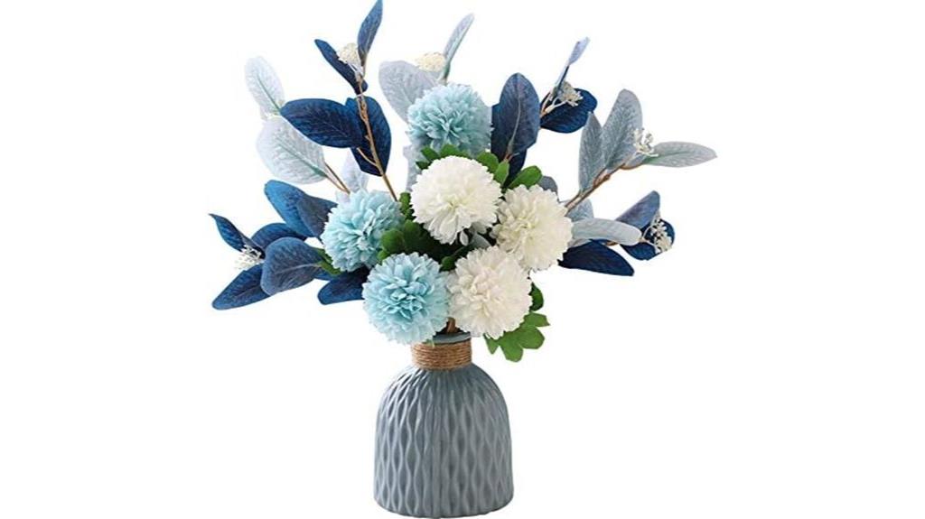 faux hydrangea arrangements with vase