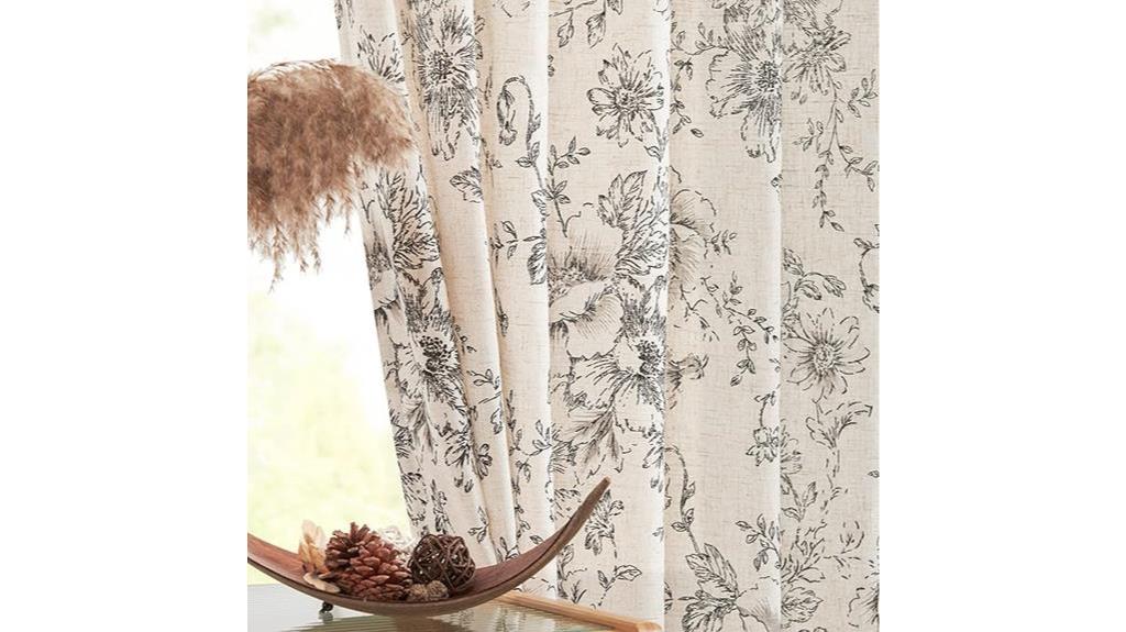 floral linen curtains set