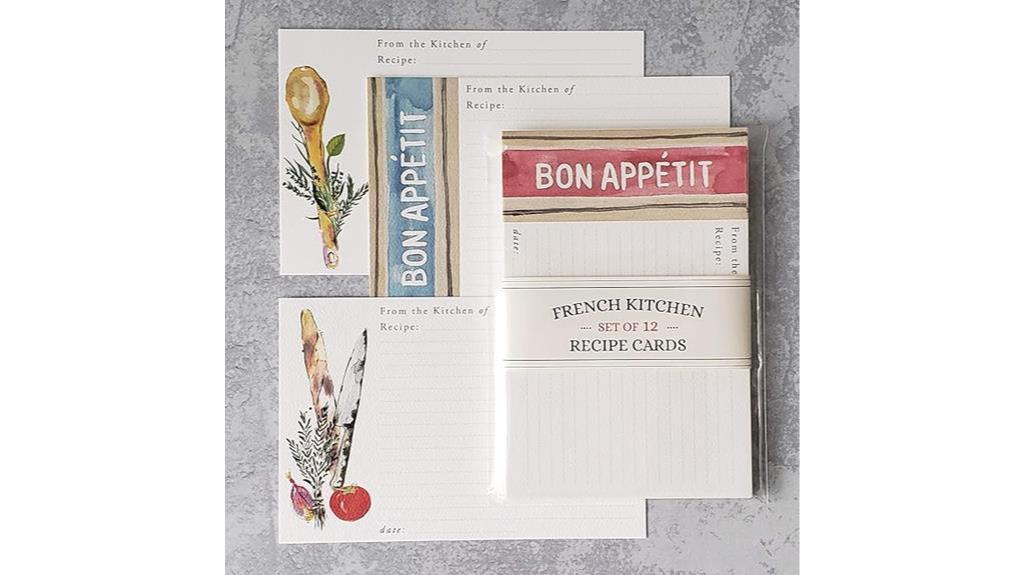 french recipe cards set