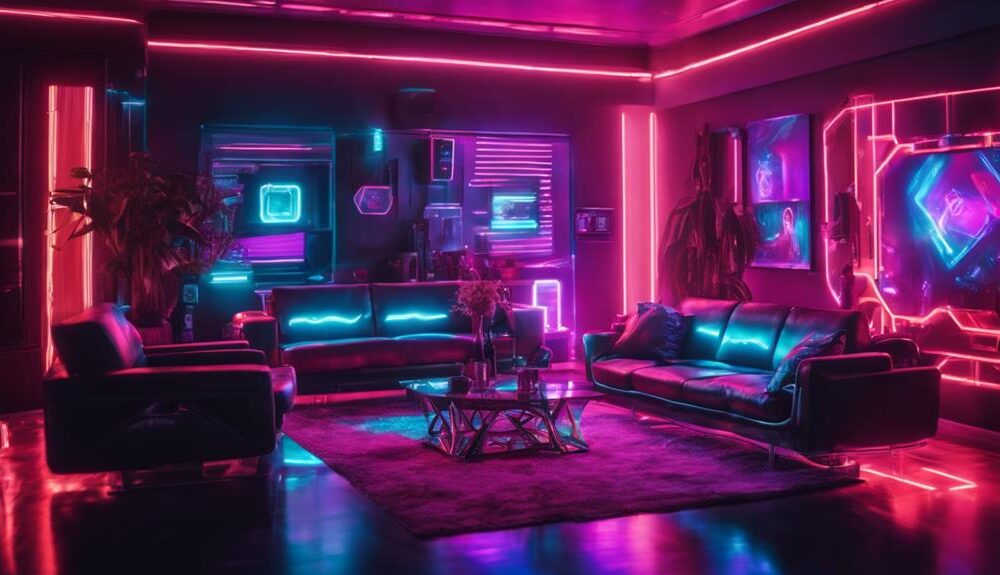 futuristic cyberpunk living room