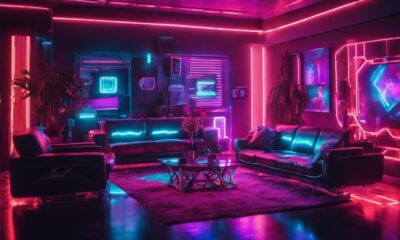 futuristic cyberpunk living room