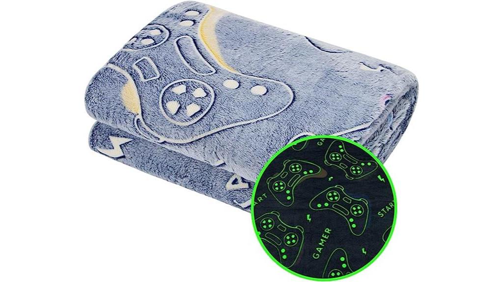 gaming inspired glow in the dark blanket