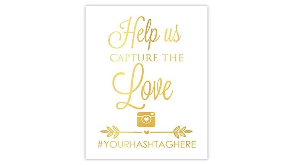 gold foil wedding hashtag