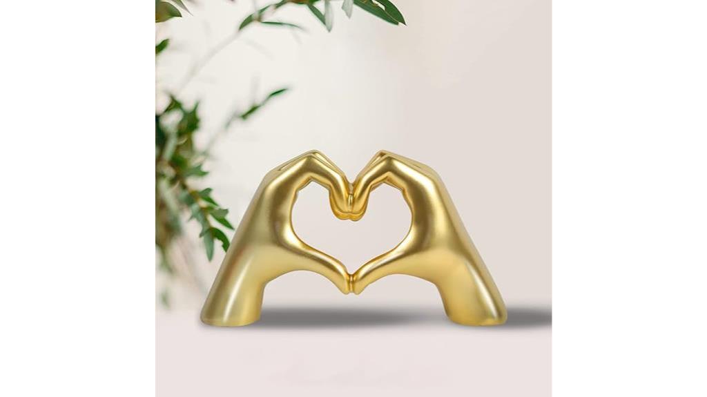 gold heart sculpture decor