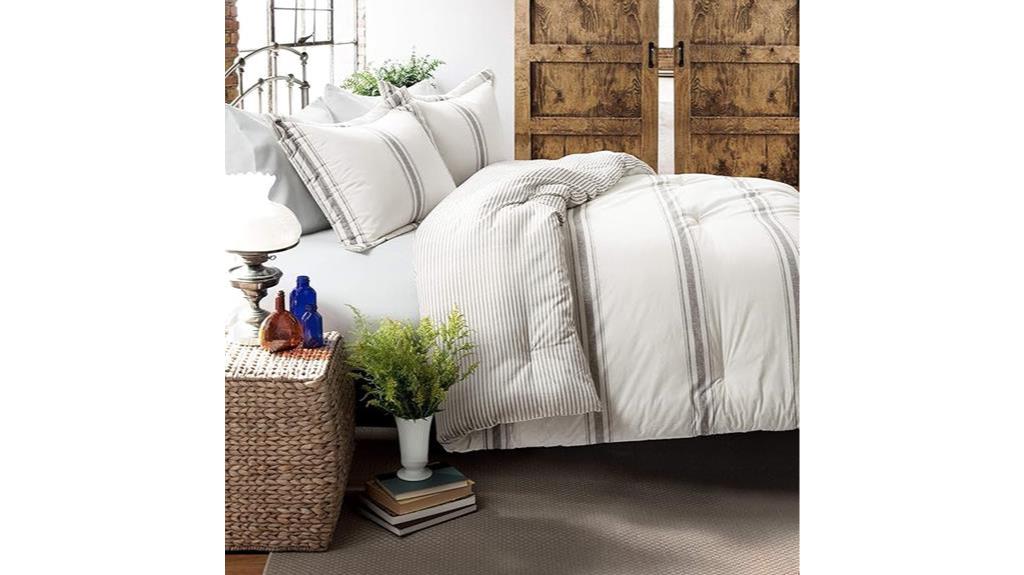 gray farmhouse stripe comforter