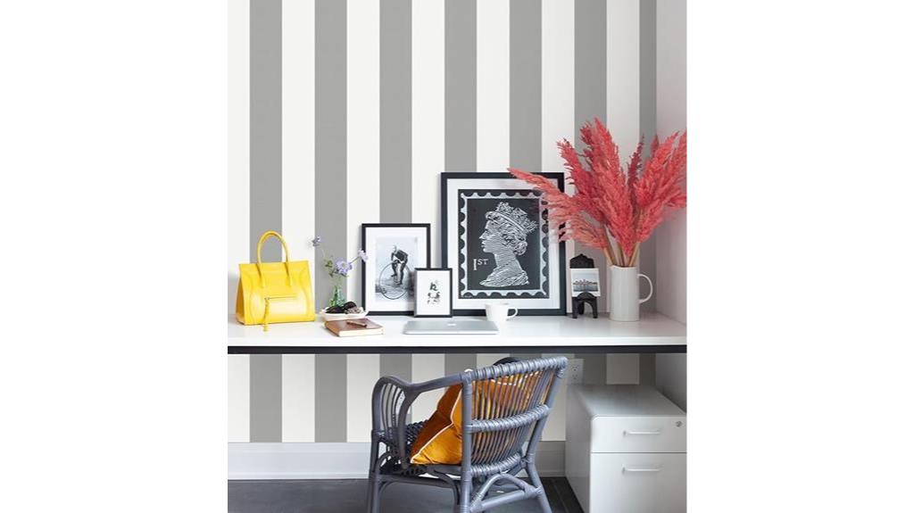 gray stripe peel wallpaper