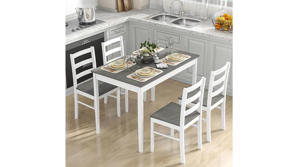 grey and white dining set