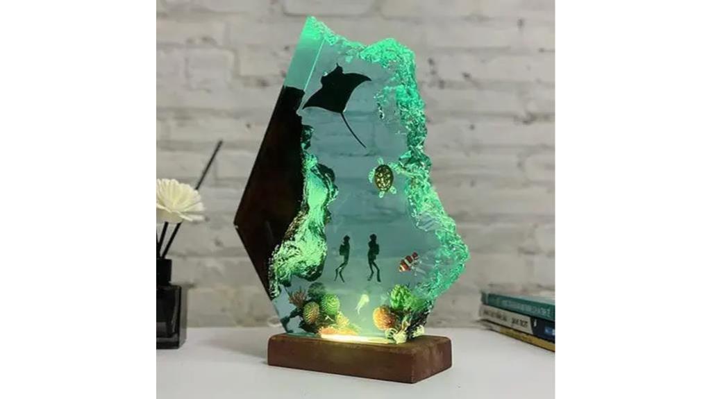 handmade ocean resin lamp