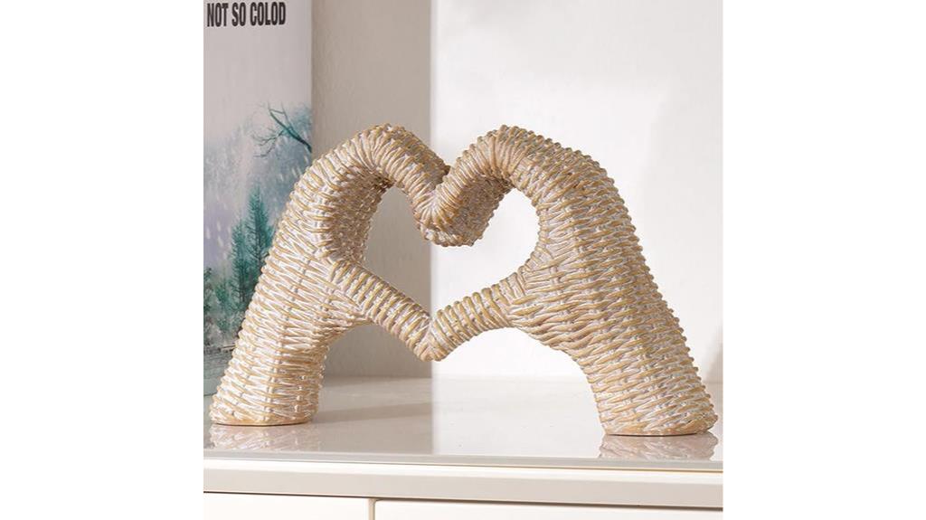 heart hands resin statue