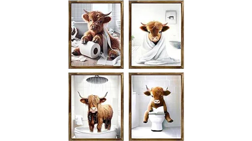 highland cow bathroom art