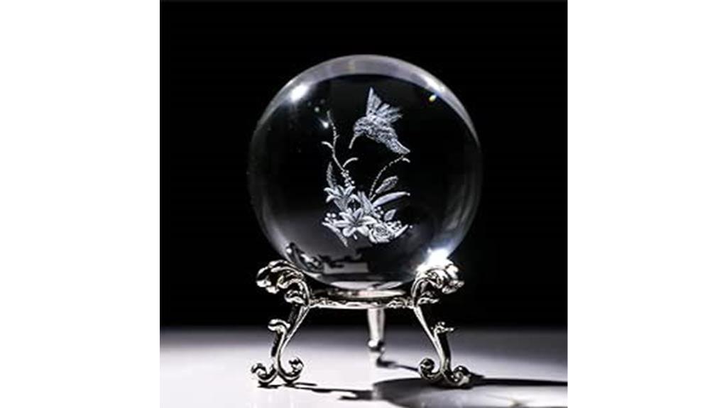 hummingbird crystal ball paperweight