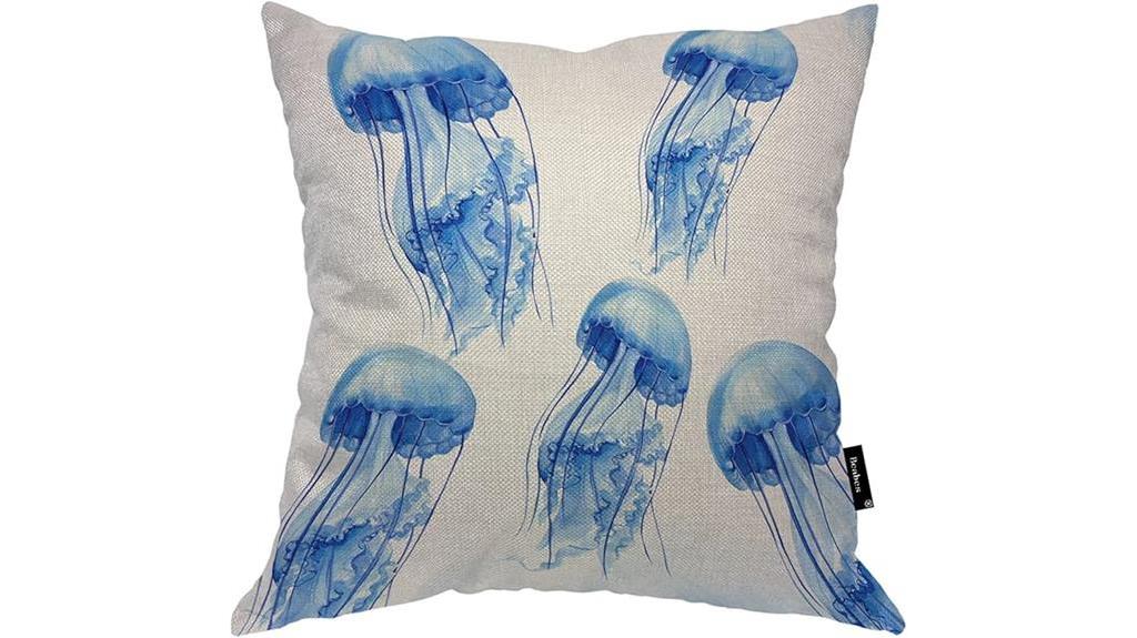 jellyfish themed blue cushion cover