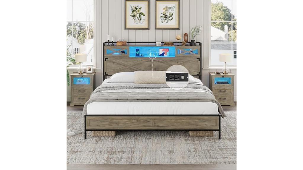 led storage bed frame