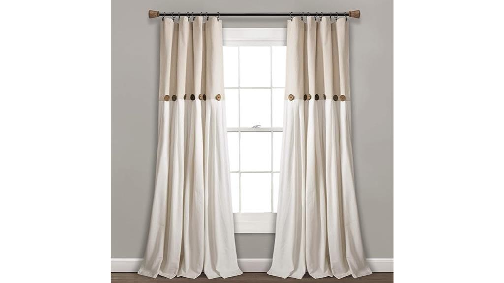 linen button curtain panel