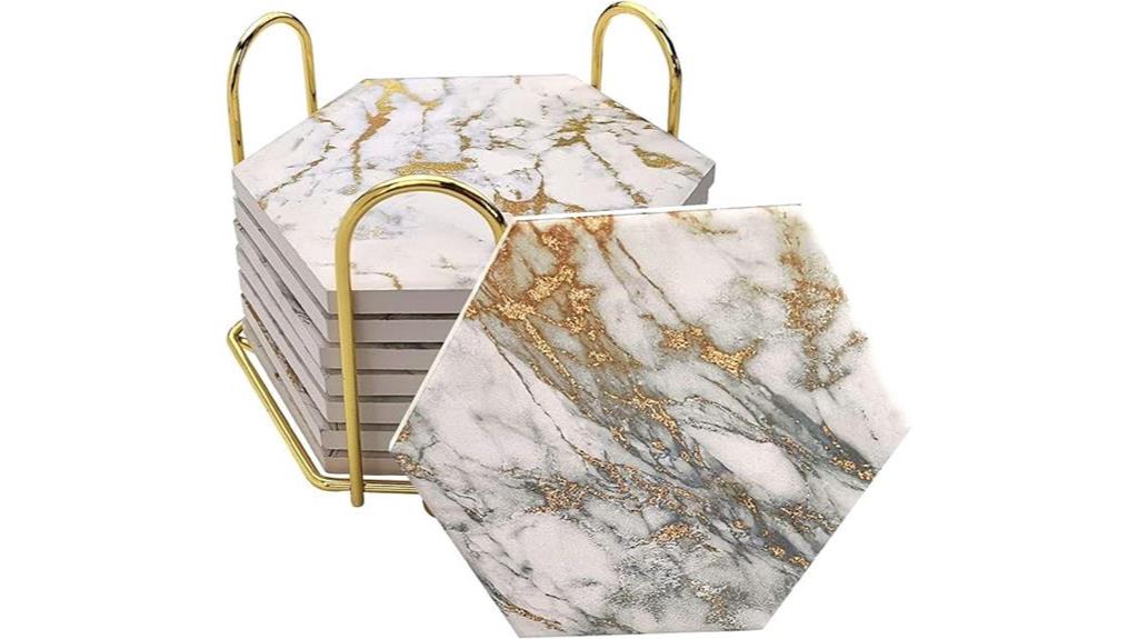 marble ceramic coaster set