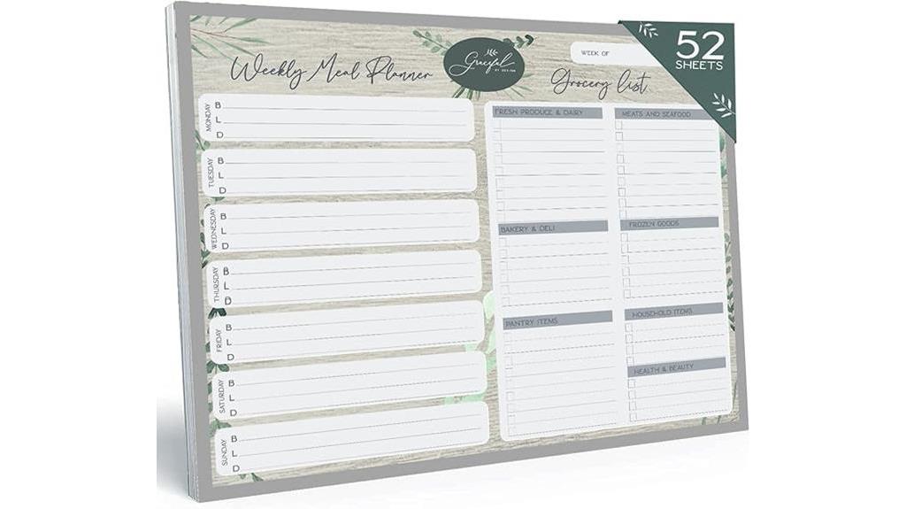 meal planning magnet pad