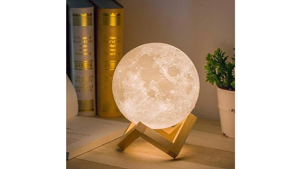 moon lamp with wooden base