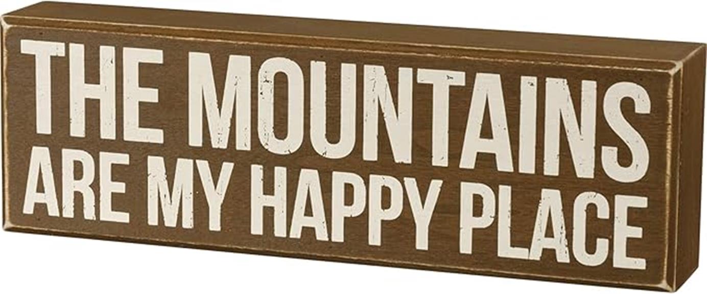 mountain happiness rustic sign