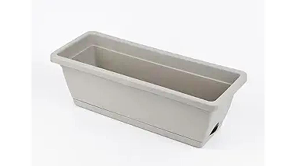 rectangular white plastic planter