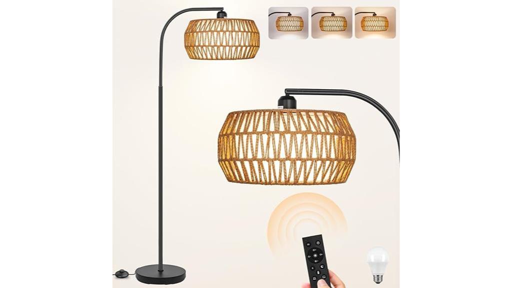 remote controlled dimmable rattan lamp