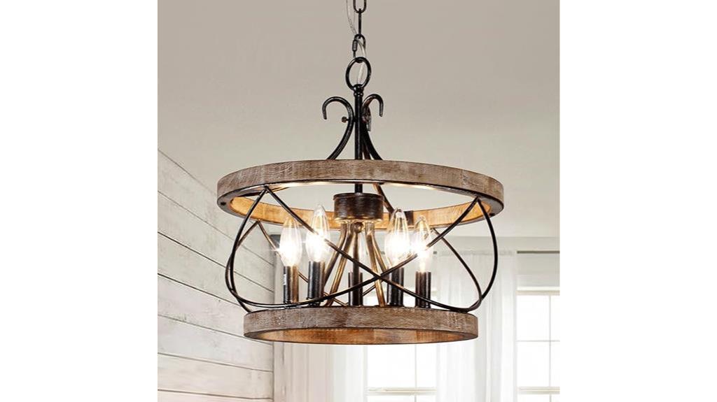 rustic 5 light drum chandelier