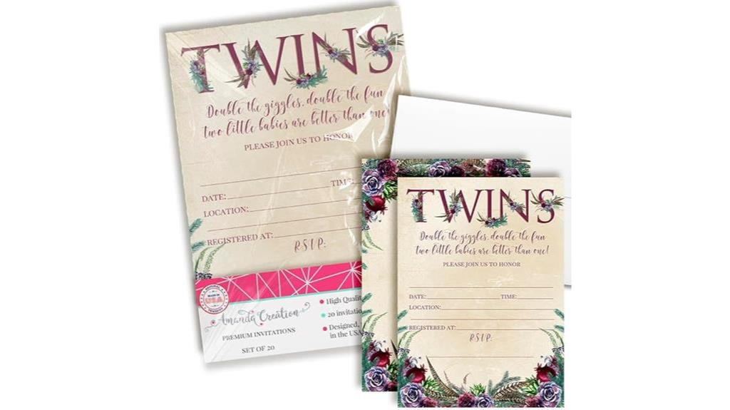 rustic boho twin invitations