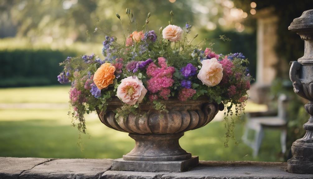 rustic garden urn decor