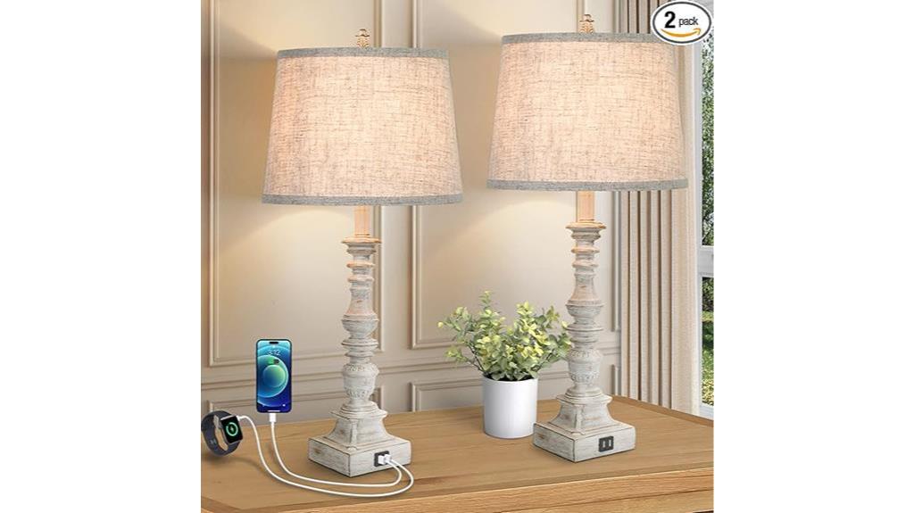 rustic table lamps usb