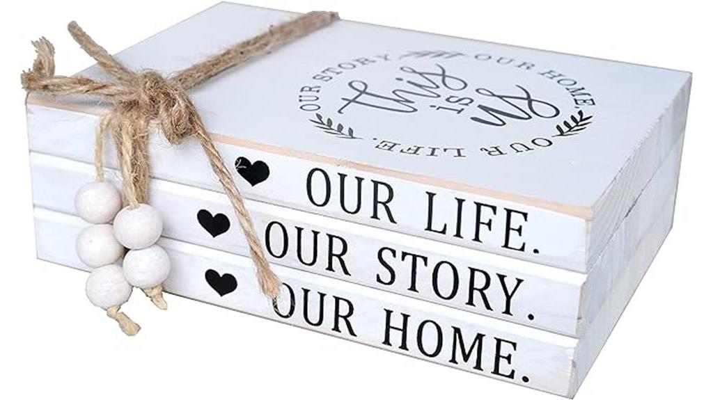 rustic white wooden books