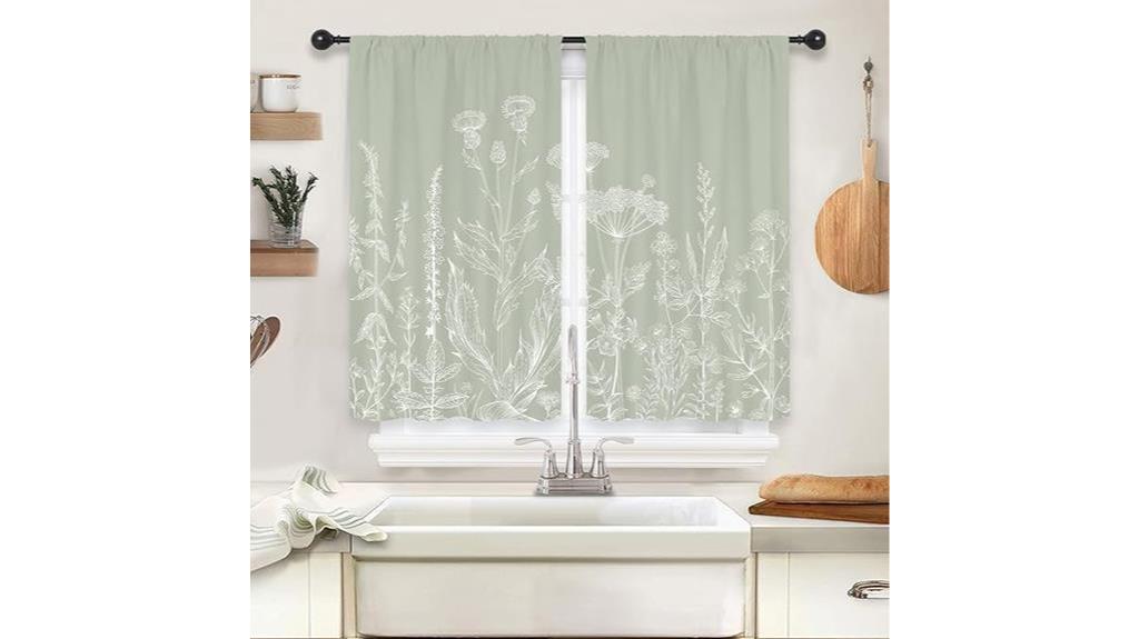 sage green floral curtains